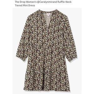 The Drop Women's @Caralynmirand Ruffle-Neck Tiered Mini Dress XS